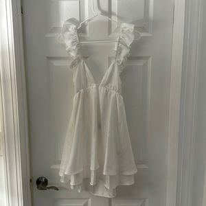 White low back mini dress